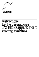 Unterlegscheiben Zanussi Z 9181 Verwenden und Pflegeanleitung